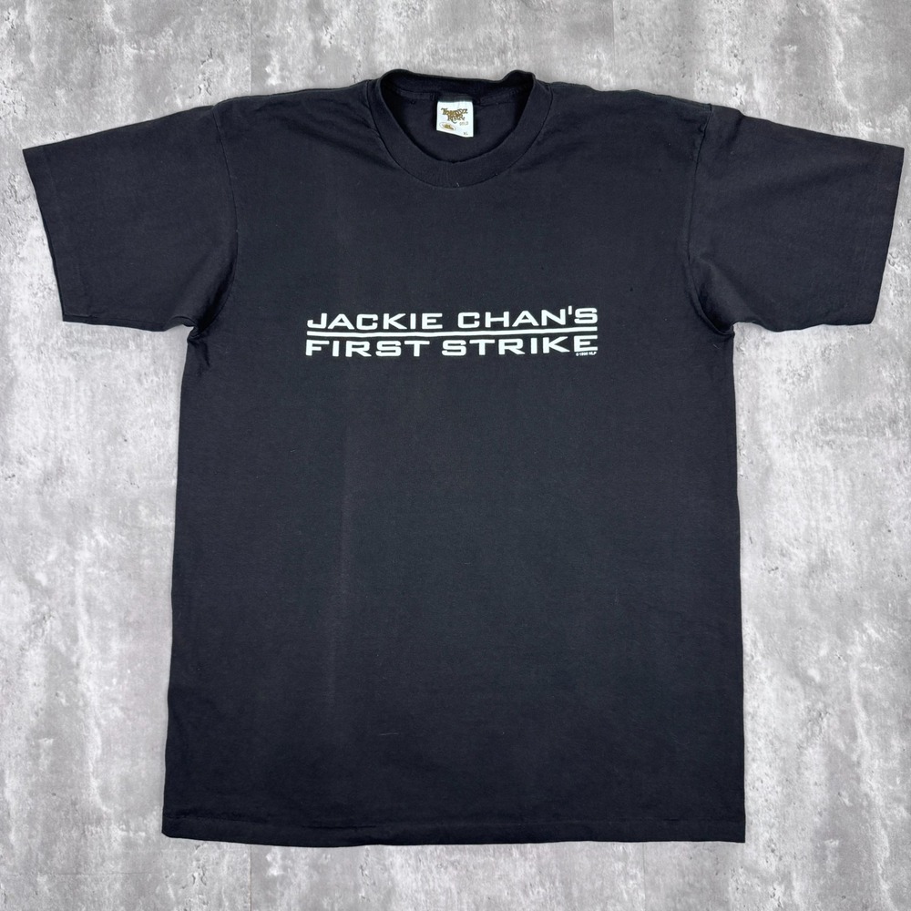 Vintage Jackie Chan's First Strike T-Shirt Mens XL Black Movie Promo USA 90s